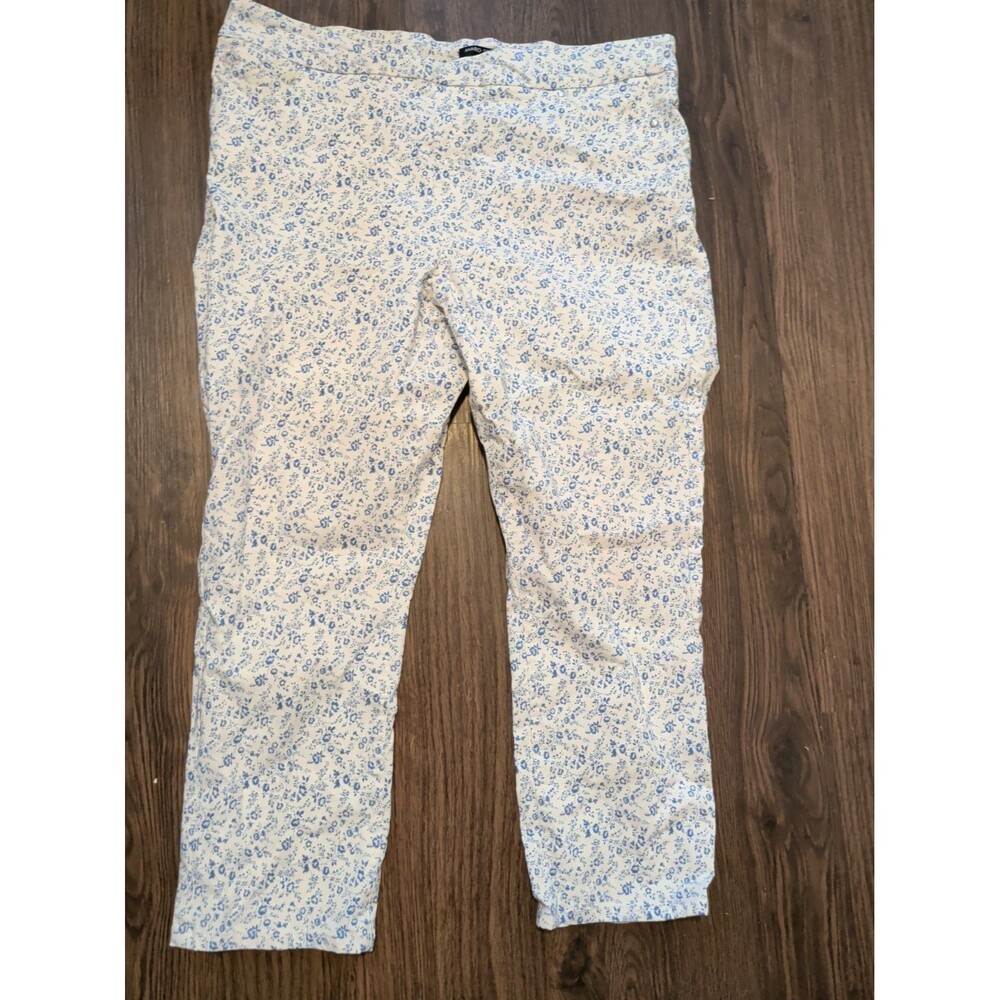Mario Serrani Pants Women's Size Xl Clue White Floral Print Pull On